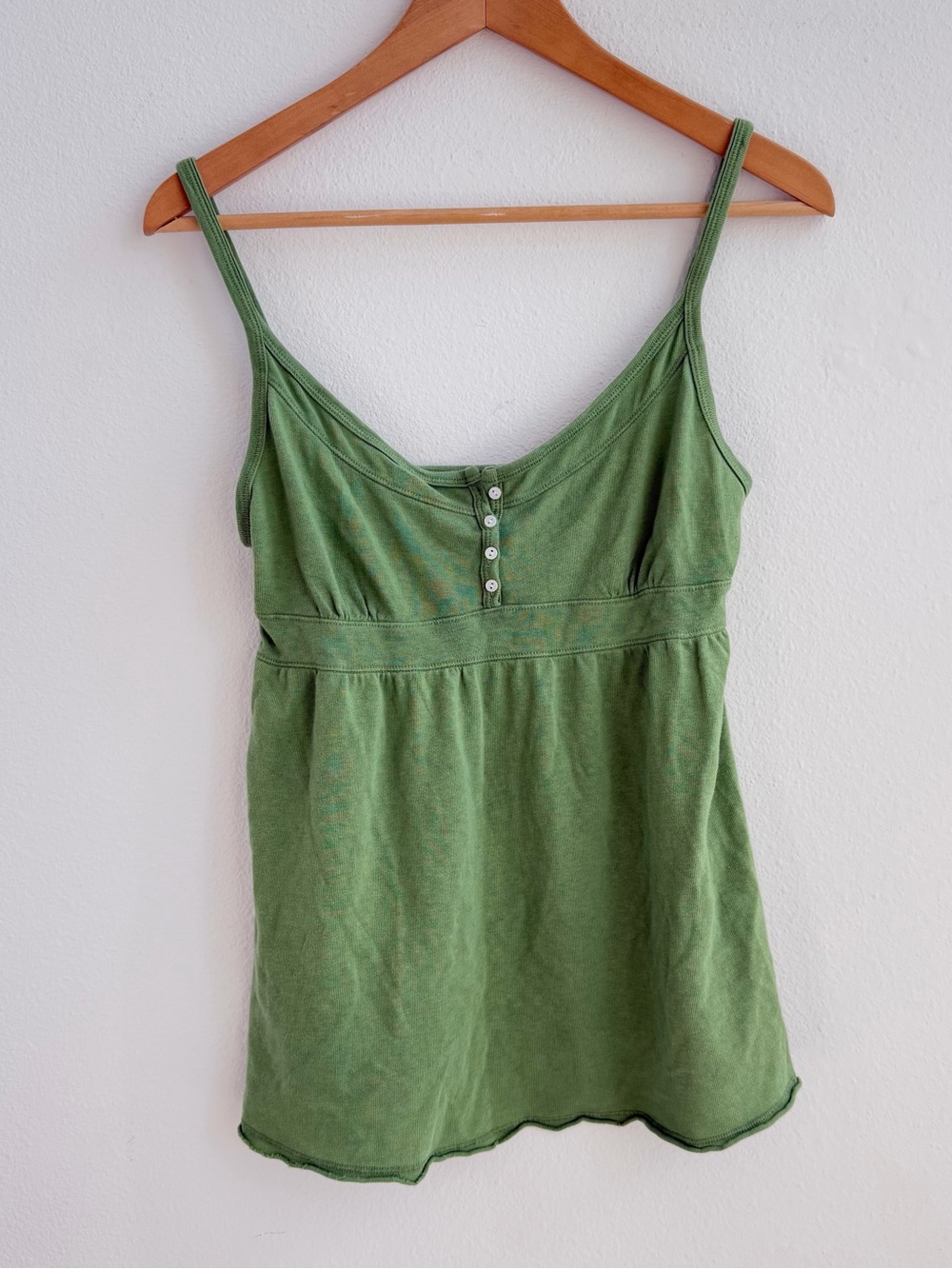 NWT Brandy Melville Green Button Front Babydoll Tank Top